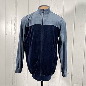 Vintage Kingsize Men's Blue Color Block Velour Full Zip Jacket Big Tall Sz L